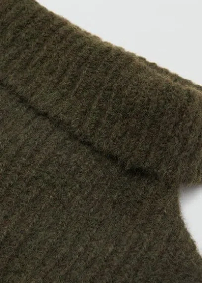 Mango Crop Turtleneck Shawl Khaki