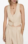 Mango Crop Vest In Beige