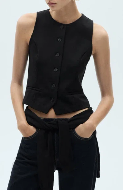 Mango Suit Waistcoat With Buttons Dark Navy