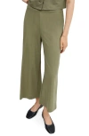 Mango Crop Wide Leg Pants In Khaki Green