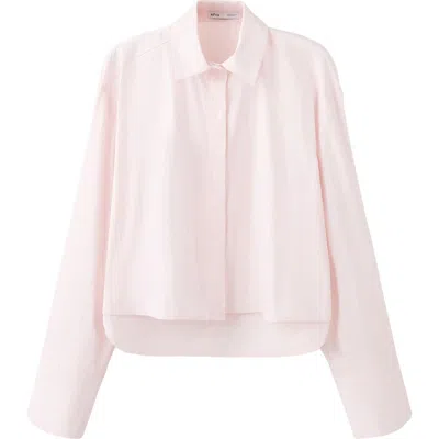 Mango Crop Woven Shirt In Pink