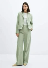 MANGO CROPPED BLAZER WITH BUTTONS PASTEL GREEN
