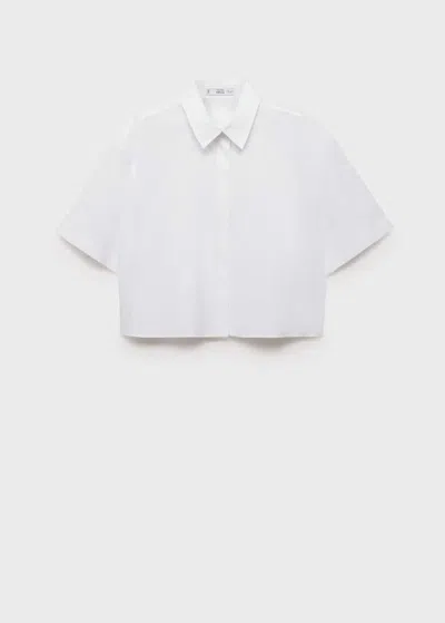 Mango Cropped Cotton Shirt White
