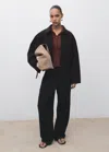 Mango Cropped Jacket With Pockets Black In Black