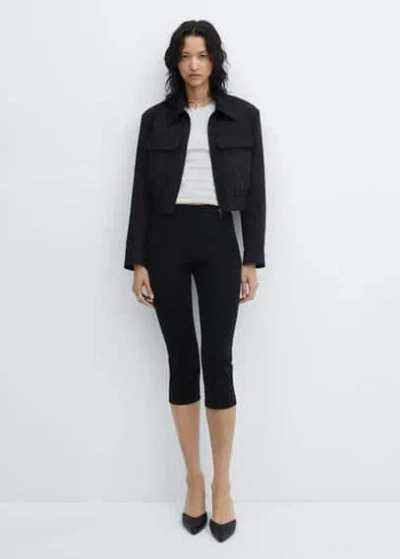 Mango Veste Crop Poches In Noir