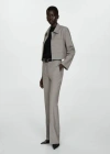 Mango Crop Suiting Jacket In Gris Chiné Clair