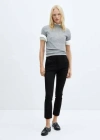 Mango Cropped Slim-fit Trousers Black In Black