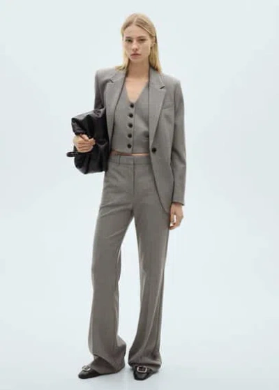 Mango Cropped Suit Vest Grey