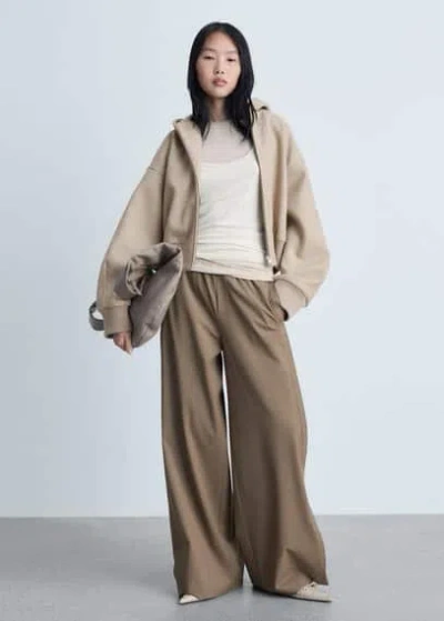 Mango Cropped Sweatshirt With Zip Sand