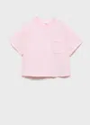 Mango Kids' Cropped T-shirt With Pocket Pink
