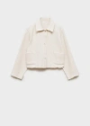 Mango Cropped Textured Jacket Off White In Off White