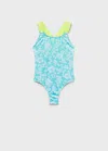 Mango Cross-back Printed Swimsuit Aqua Green In Aqua Green