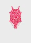 Mango Cross Back Printed Swimsuit Red In Red