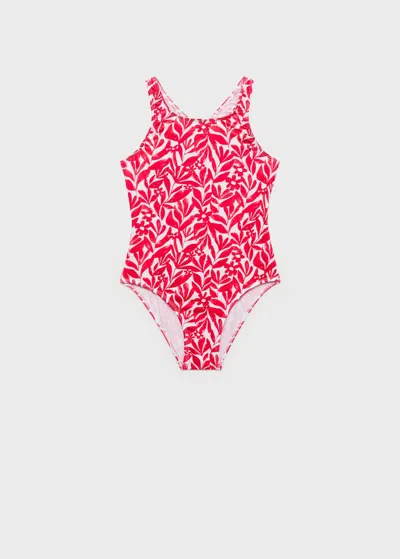 Mango Kids' Cross Back Printed Swimsuit Red