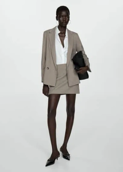 Mango Cross Button Blazer Brown