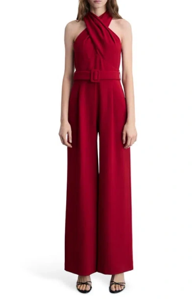 Mango Cross Neck Belted Jumpsuit