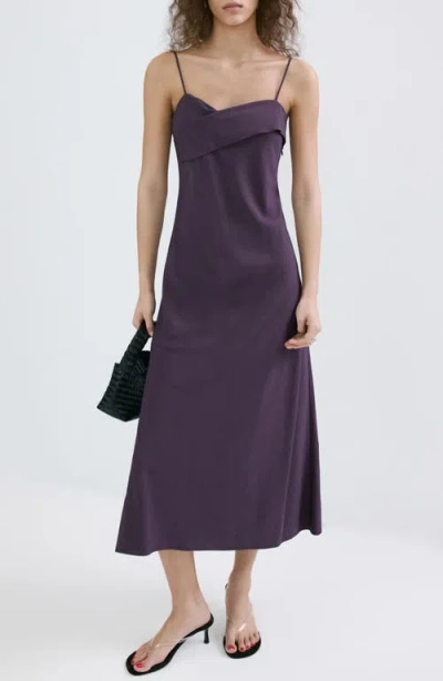 Mango Cross Neck Tie Back Midi Dress In Purple