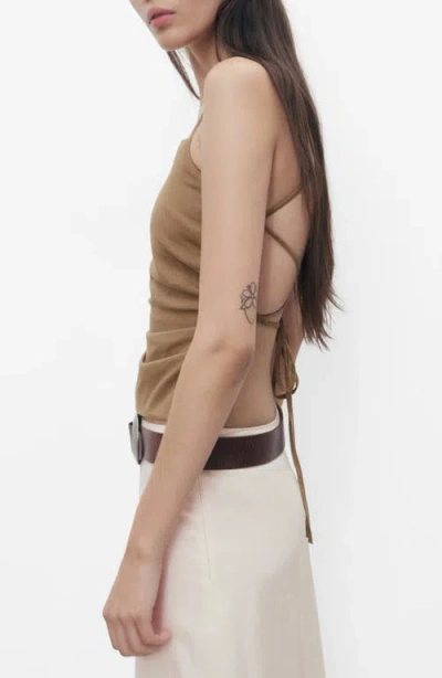 Mango Crossback Cotton & Linen Top In Neutral