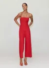 Mango Cross-back Linen Blend Romper In Red