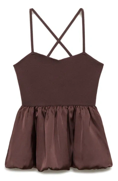 Mango Crossback Peplum Top In Brown