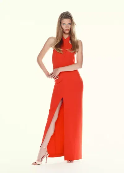 Mango Crossed Halter Dress With Slit In Red