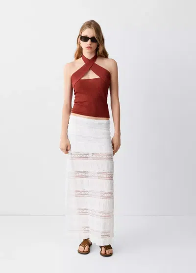 Mango Crossed Halter Top In Red
