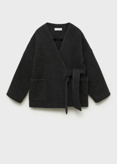 Mango Kids' Crossed Jacket Wool Charcoal