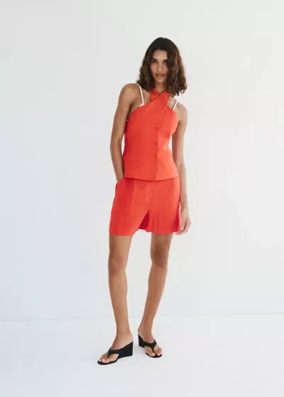 Mango Crossed Lyocell Vest In Brown