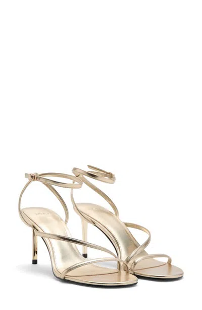 Mango Crossed Strap Heeled Sandal In Gold