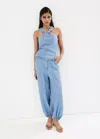 Mango Crossed-strap Denim Top In Multi