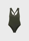Mango Crossover Back One-piece Swimsuit In Green