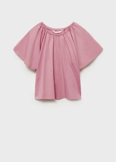 Mango Kids' Crossover Back T-shirt Strawberry