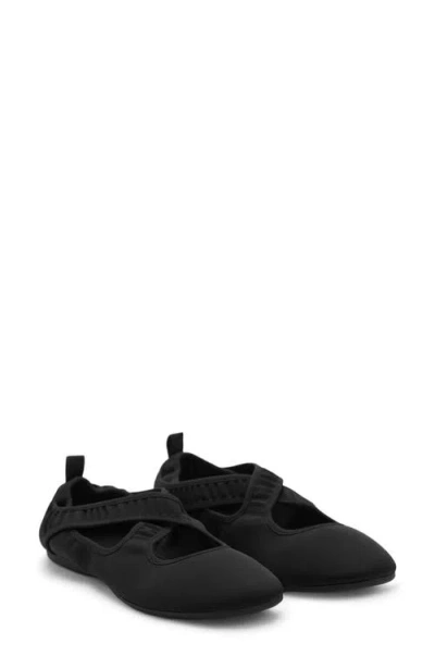 Mango Crossport Ballet Flat In Black