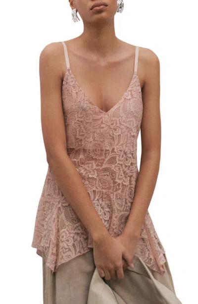 Mango Crumble Handkerchief Lace Camisole In Pink