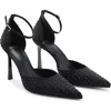 Mango Crystal Ankle Strap Pump In Black