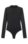 Mango Long-sleeved Crystal Bodysuit Black In Black