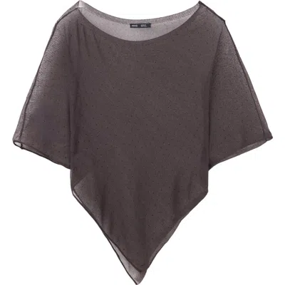 Mango Crystal Encrusted Sheer Poncho In Brown
