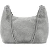 Mango Crystal Mesh Chain Strap Shoulder Bag In Silver