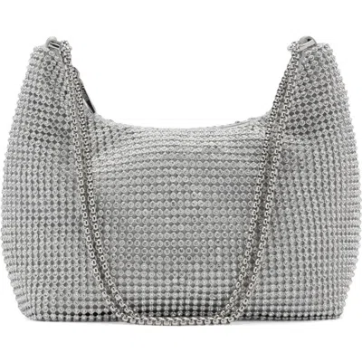Mango Crystal Mesh Chain Strap Shoulder Bag In Silver