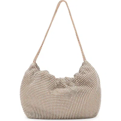 Mango Crystal Mesh Shoulder Bag In Gold