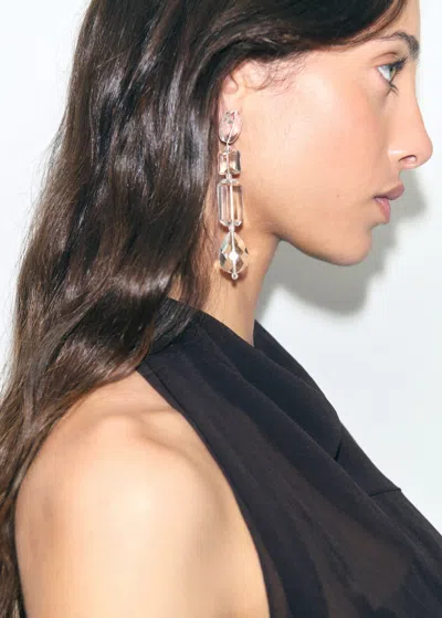 Mango Boucles D'oreilles Pendantes Strass Gris Glacé - Femme - Taille Unique -  In Metallic