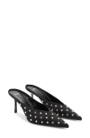 Mango Crystal Pointed Toe Mule In Black