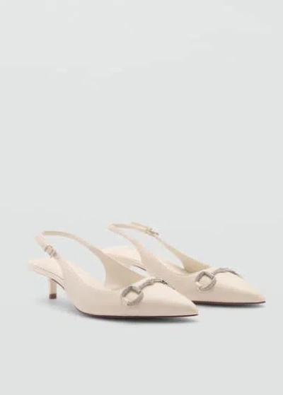 Mango Crystal Sling Back Shoes Beige