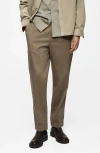 Mango Cuff Stretch Cotton Pants In Khaki