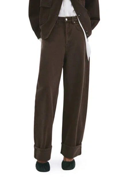Mango Cuffed Balloon Jeans In Brown