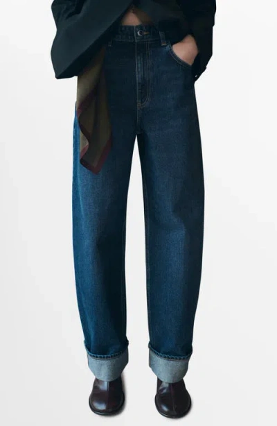 Mango Cuffed Balloon Jeans In Blue