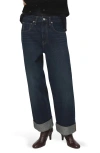 Mango Wide-leg Jeans With Turn-up Hem Open Blue In Blue
