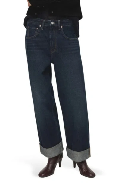 MANGO MANGO CUFFED MID RISE WIDE LEG JEANS
