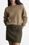 Mango Rolled-up Sleeves Sweater Medium Green In Medium Green