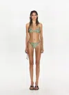 Mango Culotte Bikini Brésilienne Perles In Green
